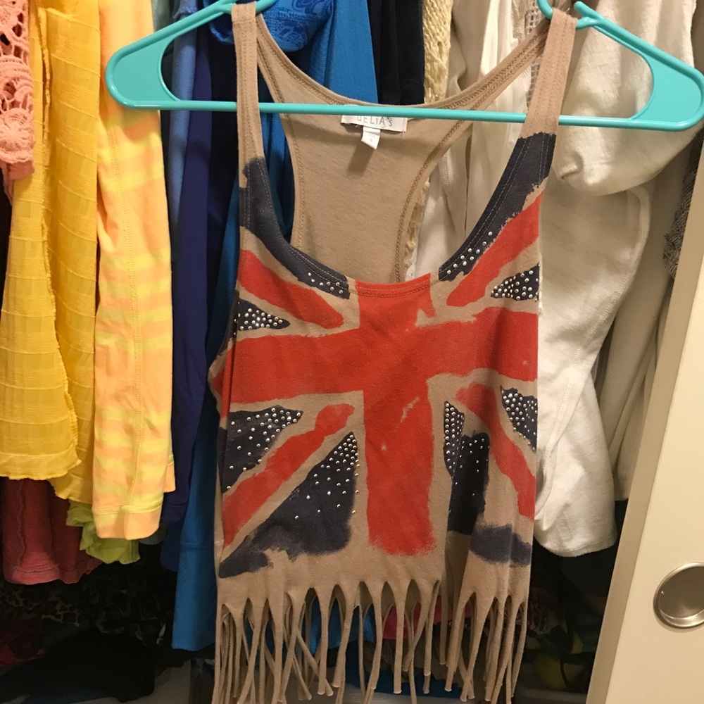 UK flag Fringe Cropped tank